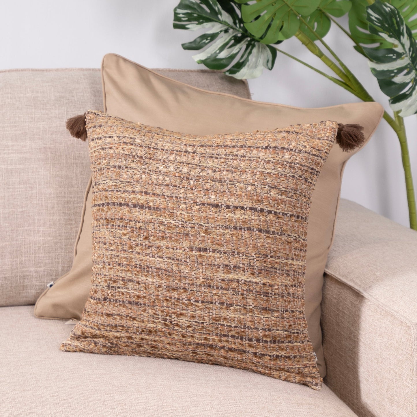 Teak Brown Handwoven Cushion Cover