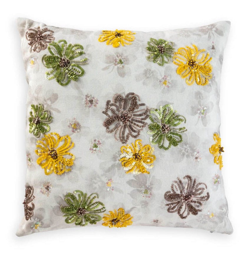 Sequinned Floral Cushion Cover