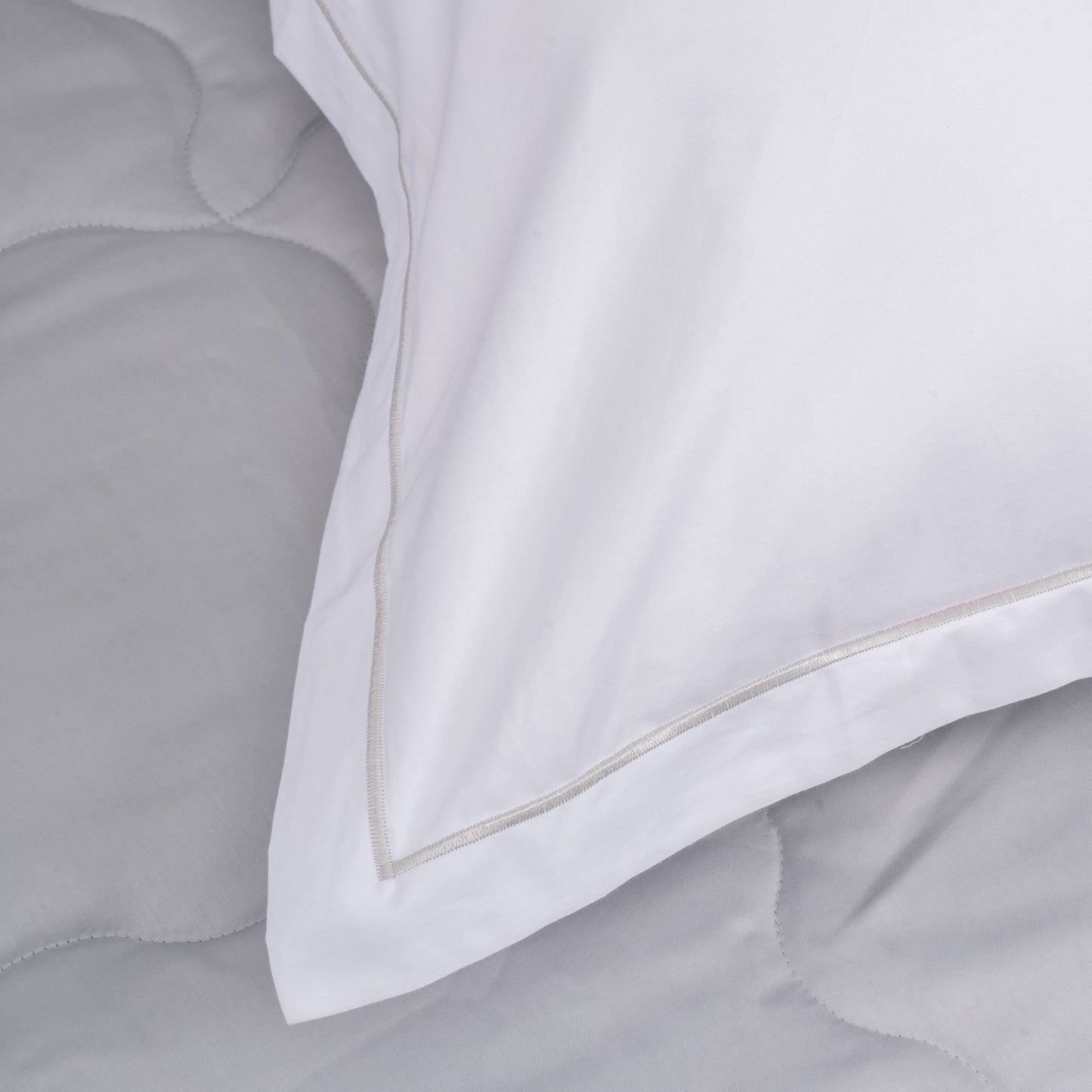 Brilliant White with Silver Embroidered Bedsheet