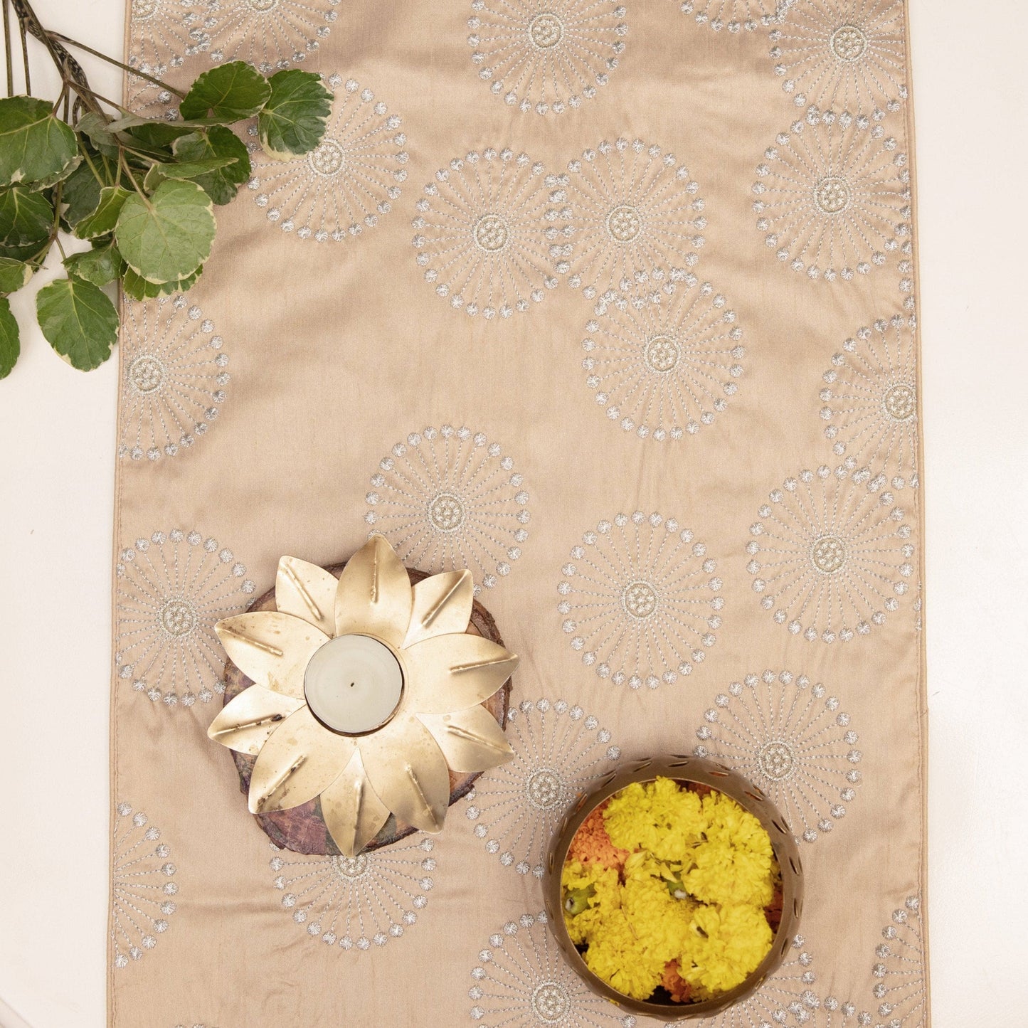 Celestial Emboidered Beige Runner