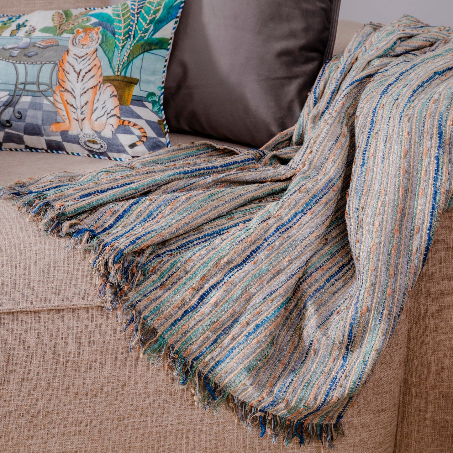 Sombre Blue Handwoven Throw
