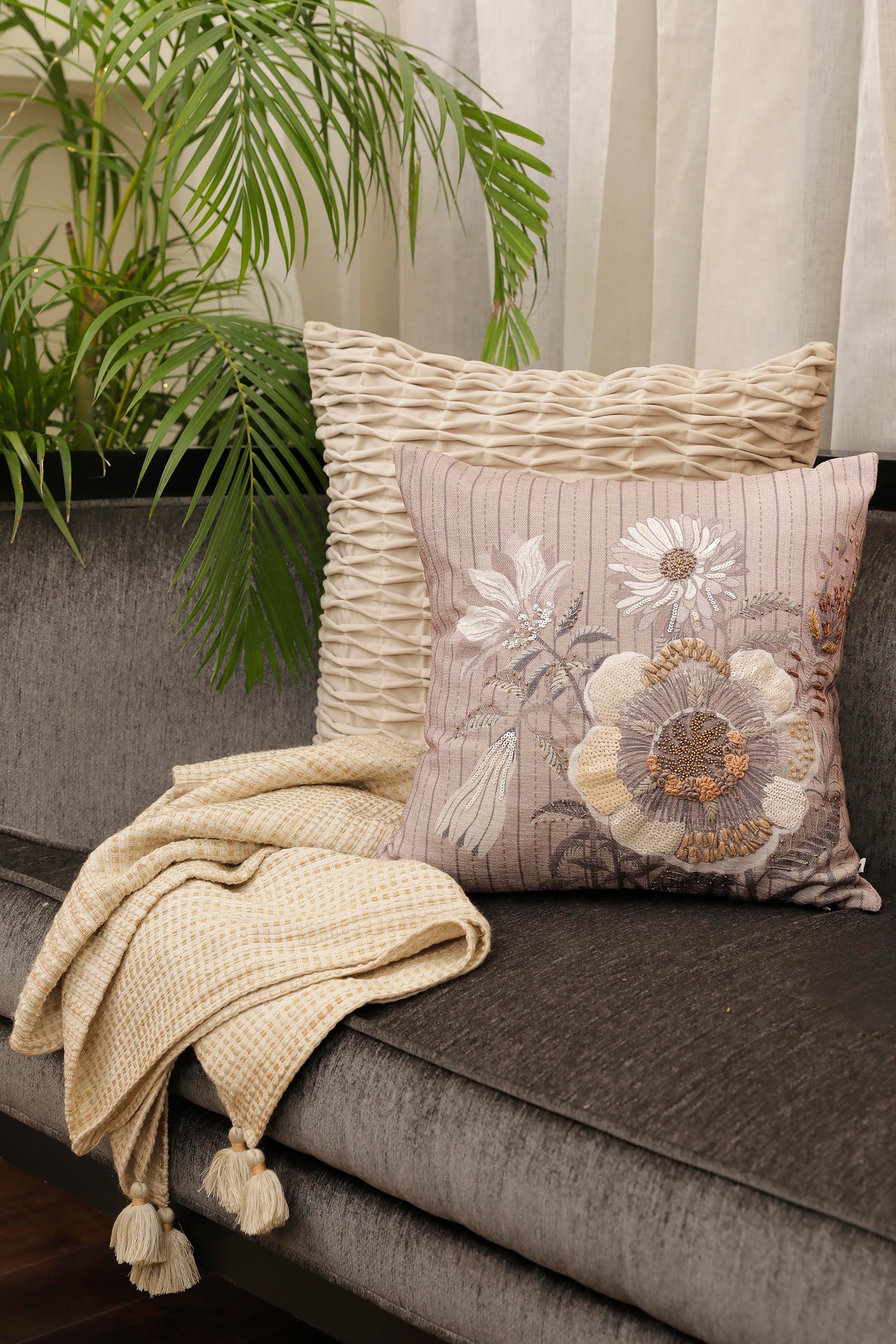 Embroidered Cushion & Covers