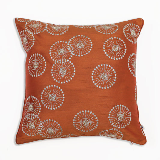 Mandala Orange Embroidered Cushion Cover