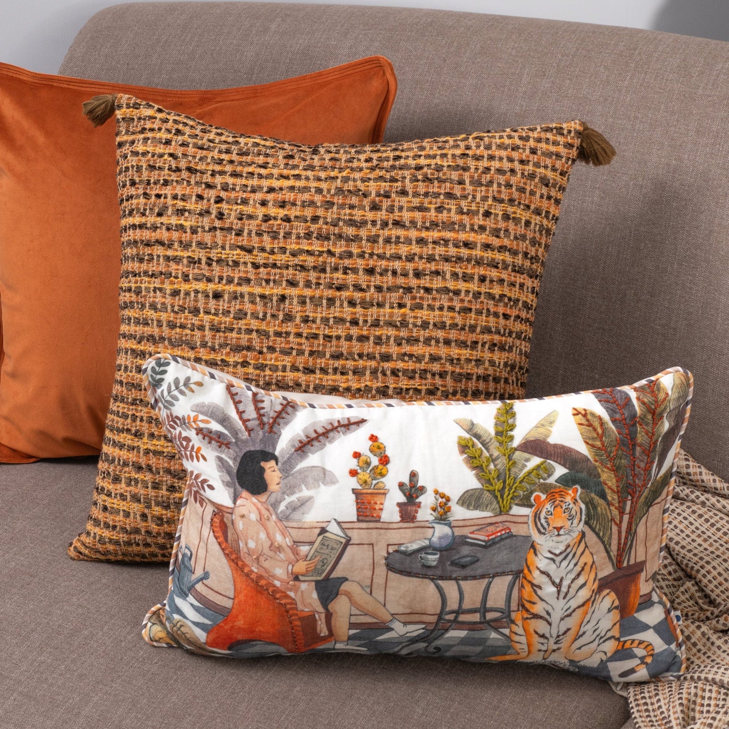 Teak Rust Handwoven Cushion Cover