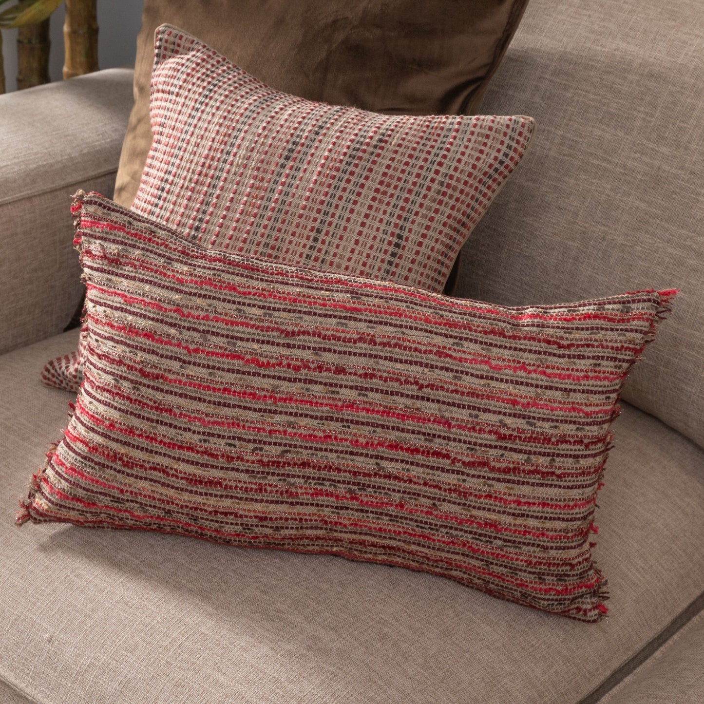 Roadway Red Handwoven Cushion Cover