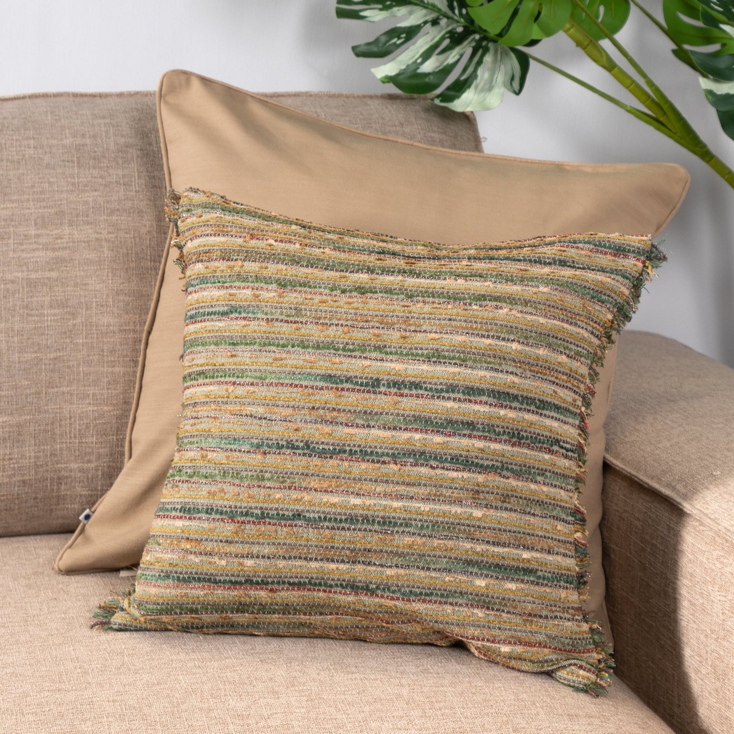 Roadway Green Handwoven Cushion Cover