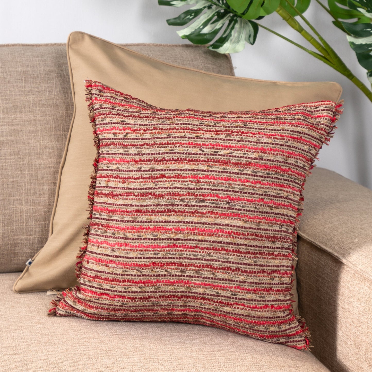 Roadway Red Handwoven Cushion Cover