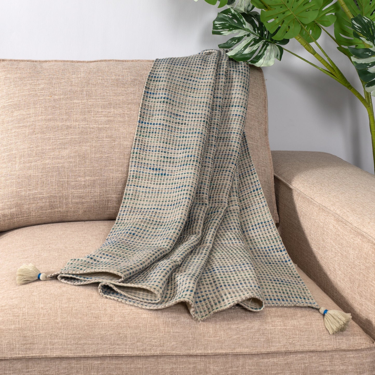 Maze Blue Handwoven Throw