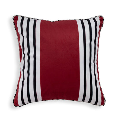 Red Rhapsody Stripe Velvet Cushion