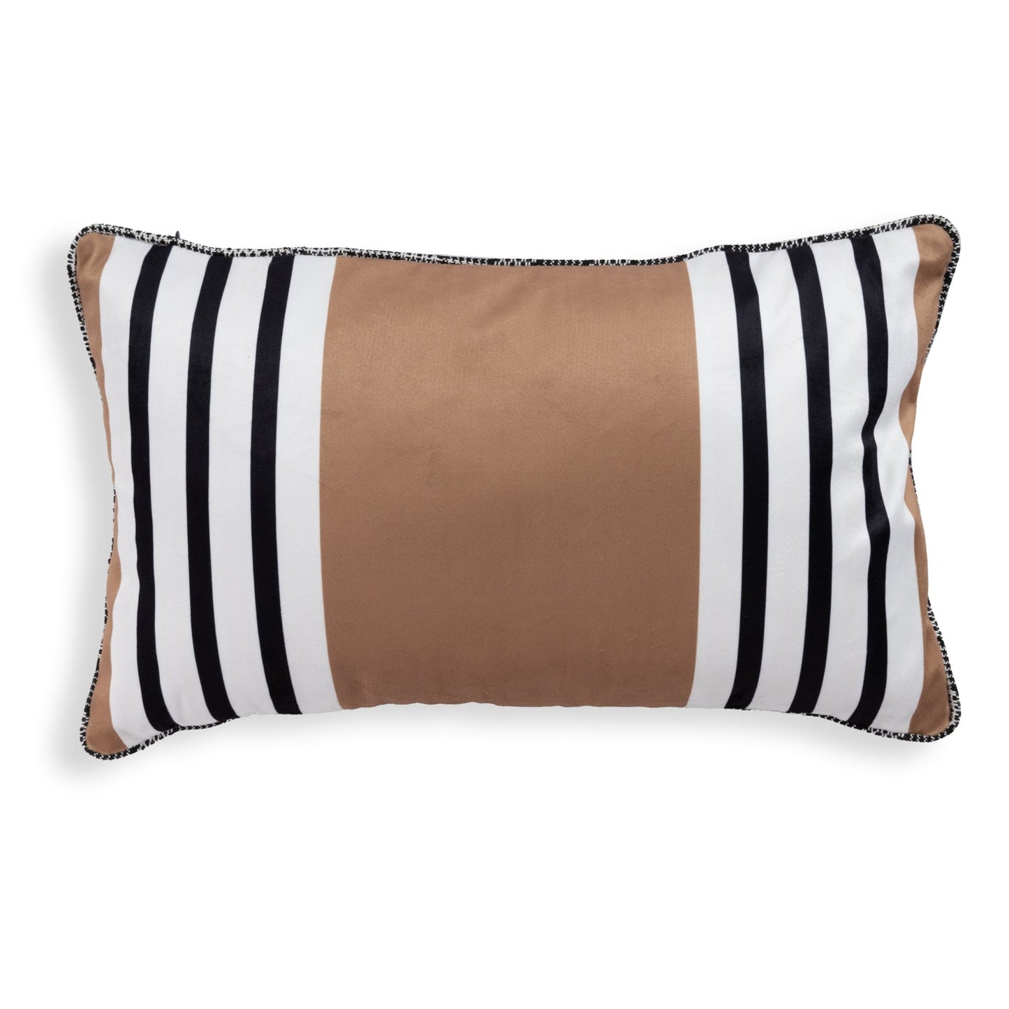 Sand Serenity Striped Velvet Cushion