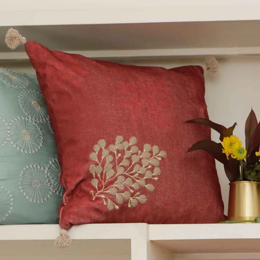 Breeze Red Chenille Cushion Cover