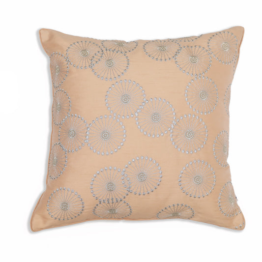 Mandala Beige Embroidered Cushion Cover